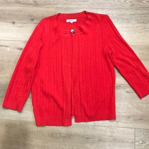 Orangish red cardigan sweater